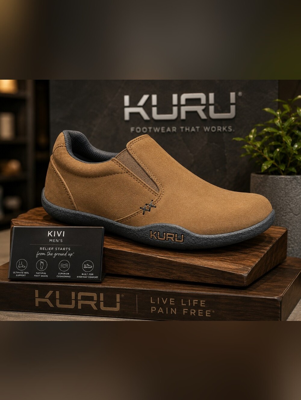 KURU KIVI • MEN'S 8 WIDE • NEW • COMFORT SUPPORT SLIP-ON